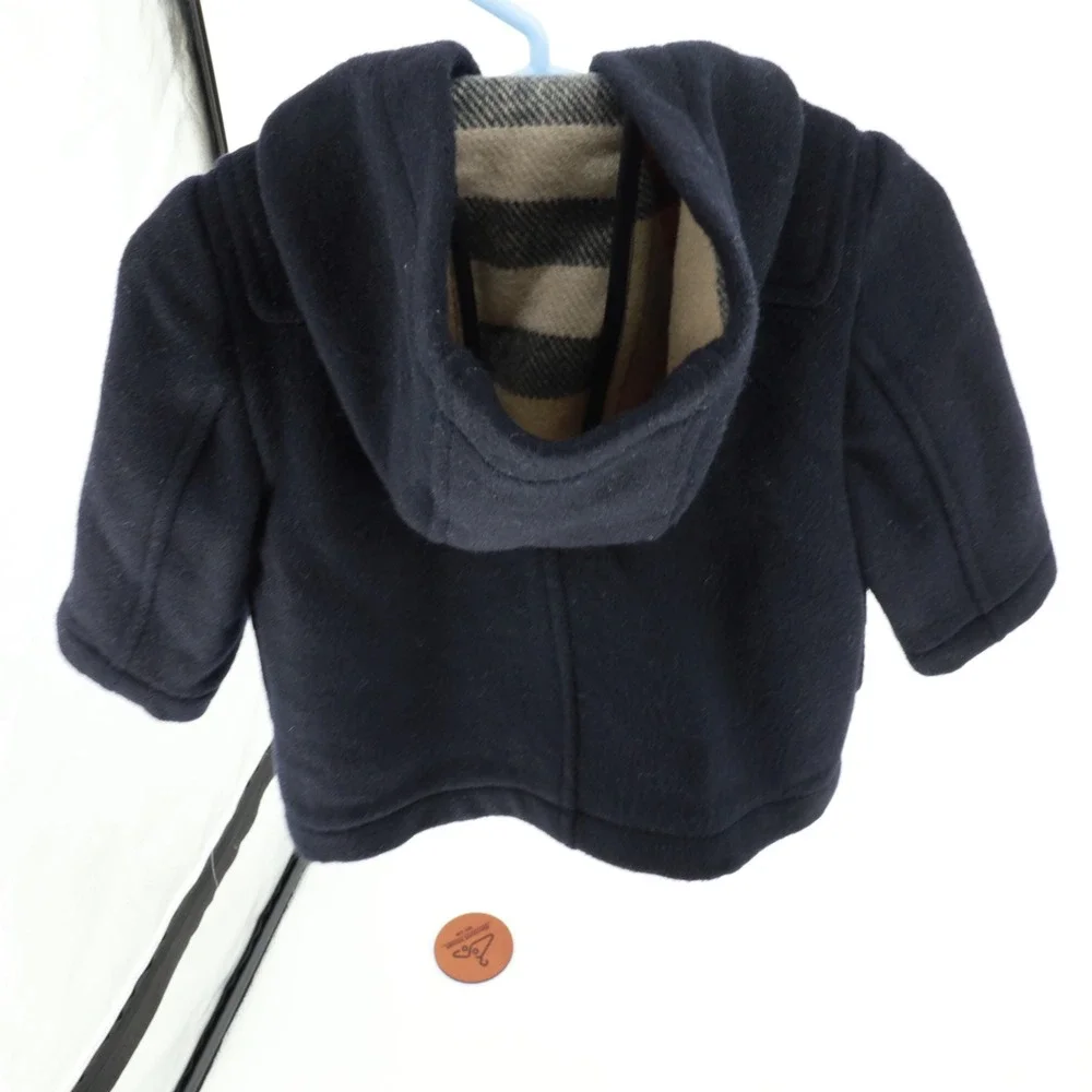 Burberry Children Wool Duffle Coat Hooded Nova Check Lining 6M Designer Luxury‎